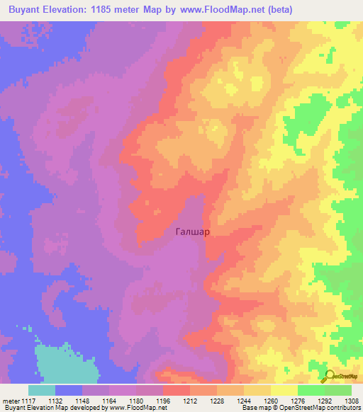 Buyant,Mongolia Elevation Map