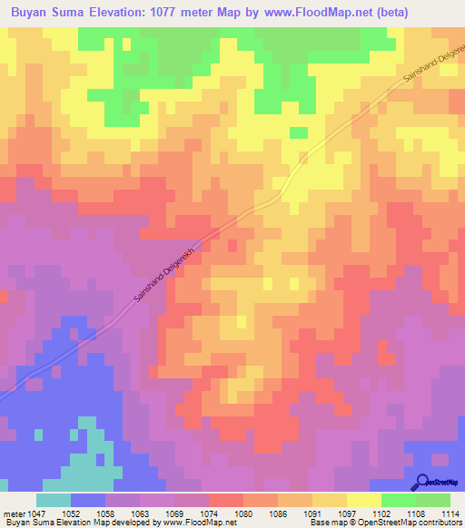 Buyan Suma,Mongolia Elevation Map