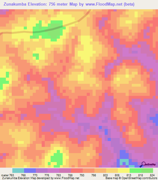 Zunakumba,Congo (Kinshasa) Elevation Map
