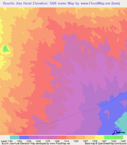 Buuriin Jisa Hural,Mongolia Elevation Map