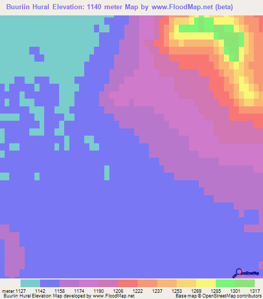 Buuriin Hural,Mongolia Elevation Map