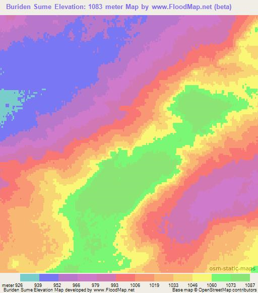 Buriden Sume,Mongolia Elevation Map