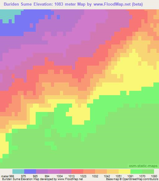Buriden Sume,Mongolia Elevation Map