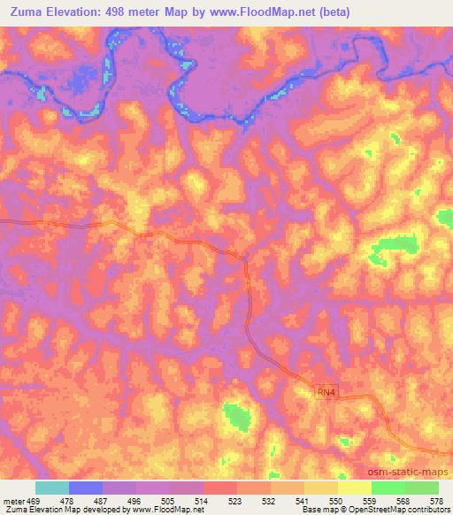 Zuma,Congo (Kinshasa) Elevation Map