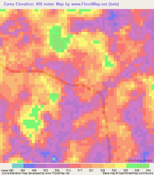 Zuma,Congo (Kinshasa) Elevation Map