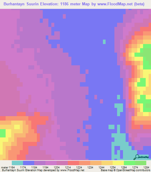 Burhantayn Suurin,Mongolia Elevation Map