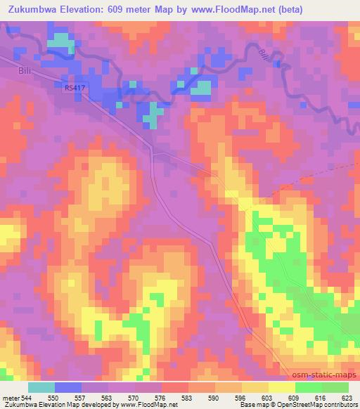 Zukumbwa,Congo (Kinshasa) Elevation Map