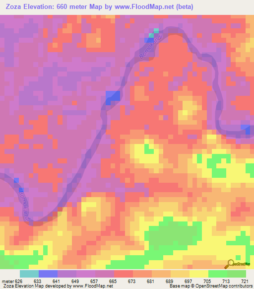 Zoza,Congo (Kinshasa) Elevation Map