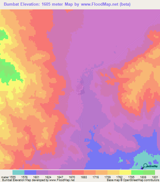Bumbat,Mongolia Elevation Map