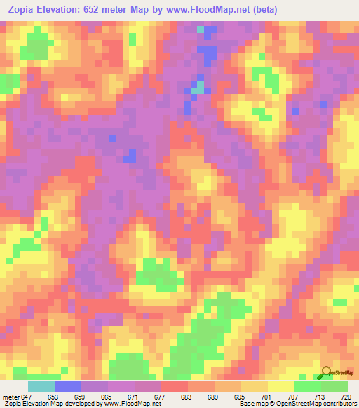 Zopia,Congo (Kinshasa) Elevation Map