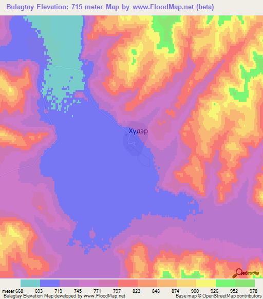 Bulagtay,Mongolia Elevation Map