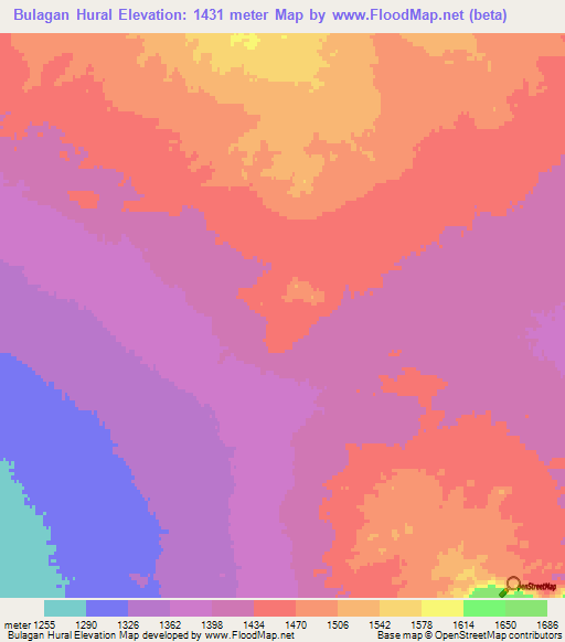 Bulagan Hural,Mongolia Elevation Map