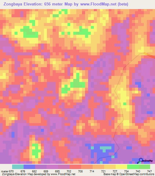 Zongbaya,Congo (Kinshasa) Elevation Map