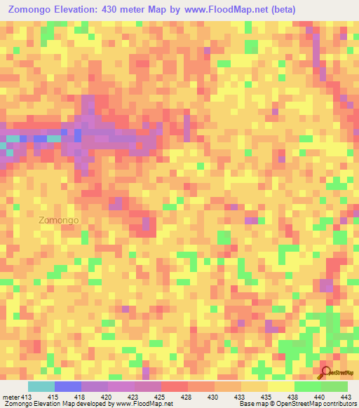Zomongo,Congo (Kinshasa) Elevation Map