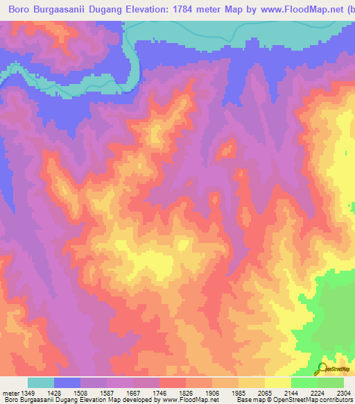 Boro Burgaasanii Dugang,Mongolia Elevation Map