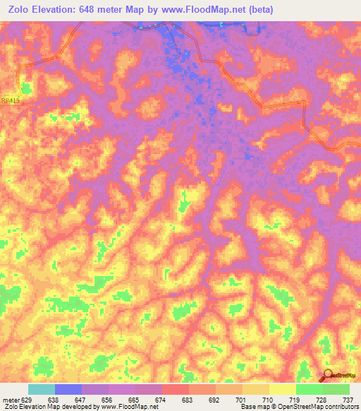 Zolo,Congo (Kinshasa) Elevation Map
