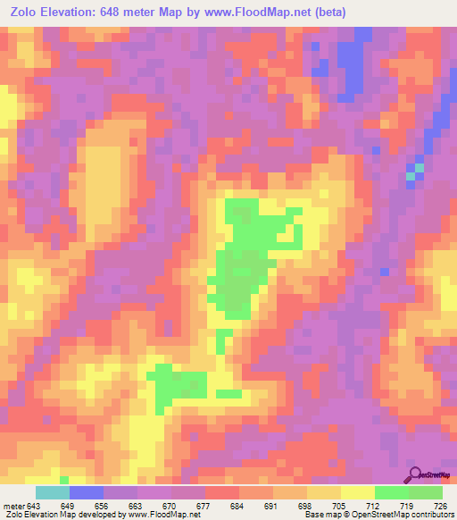 Zolo,Congo (Kinshasa) Elevation Map