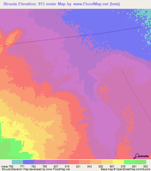 Biruuta,Mongolia Elevation Map