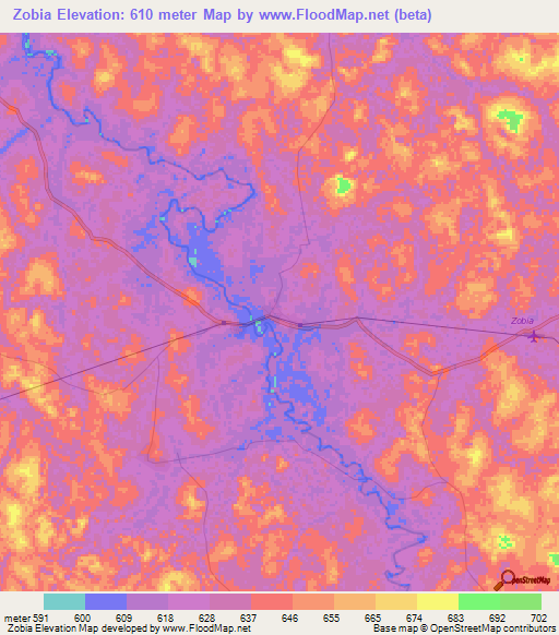Zobia,Congo (Kinshasa) Elevation Map