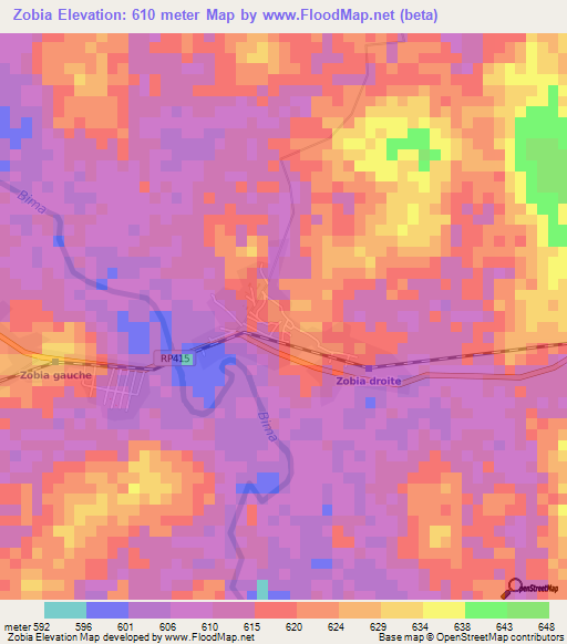 Zobia,Congo (Kinshasa) Elevation Map
