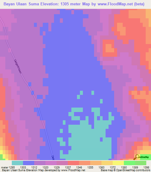 Bayan Ulaan Suma,Mongolia Elevation Map