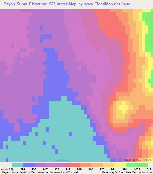 Bayan Suma,Mongolia Elevation Map