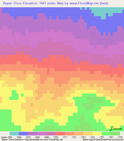 Bayan Ovoo,Mongolia Elevation Map