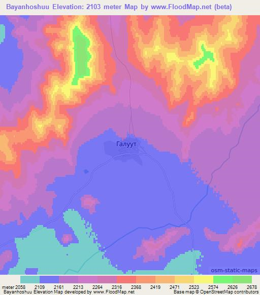 Bayanhoshuu,Mongolia Elevation Map