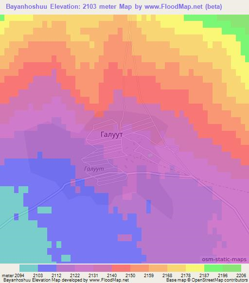 Bayanhoshuu,Mongolia Elevation Map