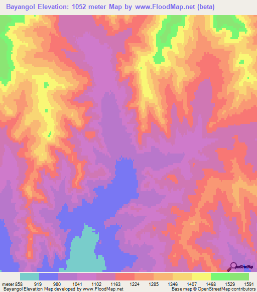 Bayangol,Mongolia Elevation Map
