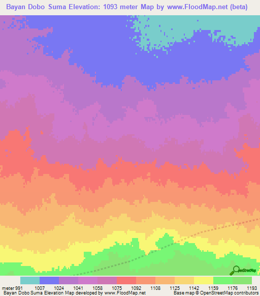 Bayan Dobo Suma,Mongolia Elevation Map