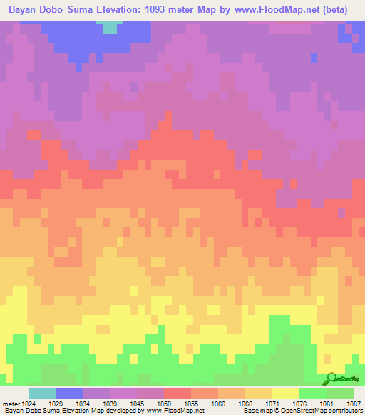 Bayan Dobo Suma,Mongolia Elevation Map