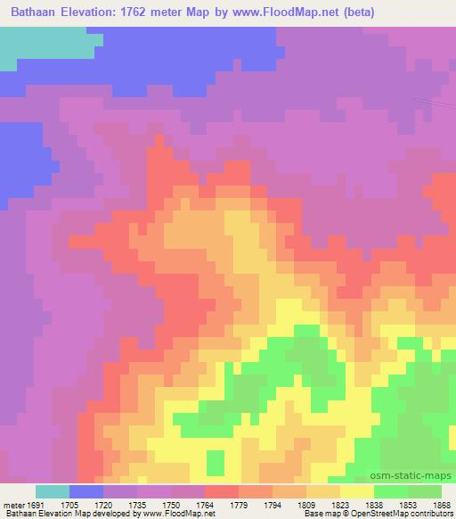 Bathaan,Mongolia Elevation Map