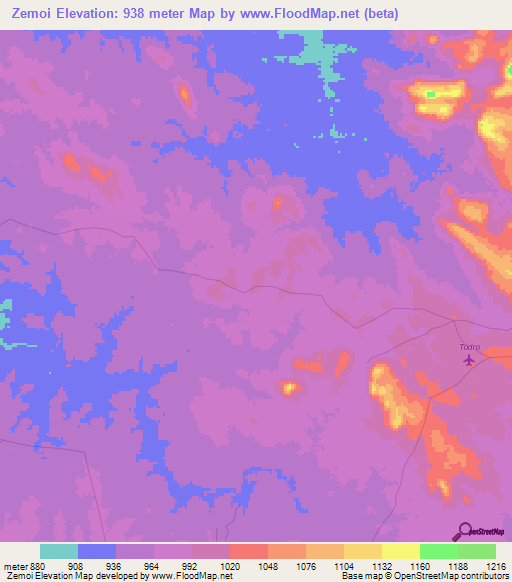 Zemoi,Congo (Kinshasa) Elevation Map