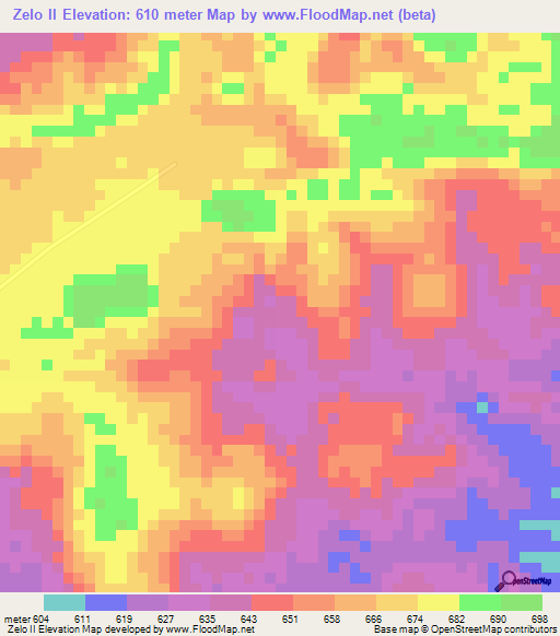 Zelo II,Congo (Kinshasa) Elevation Map