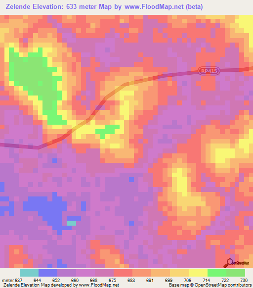 Zelende,Congo (Kinshasa) Elevation Map