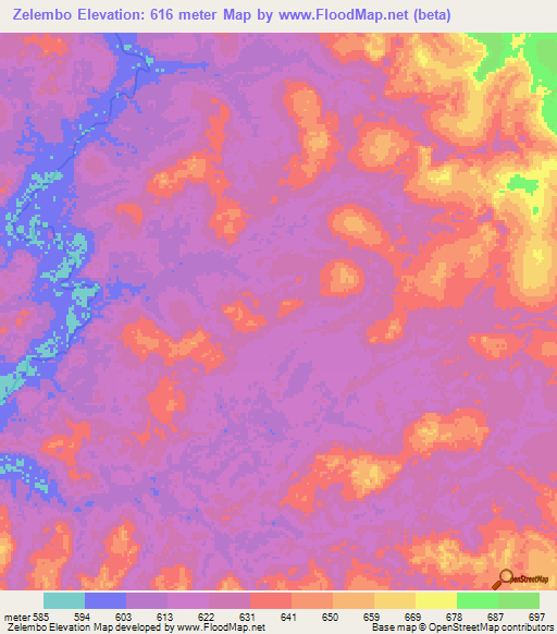Zelembo,Congo (Kinshasa) Elevation Map