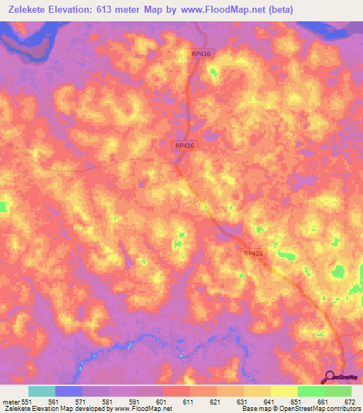 Zelekete,Congo (Kinshasa) Elevation Map
