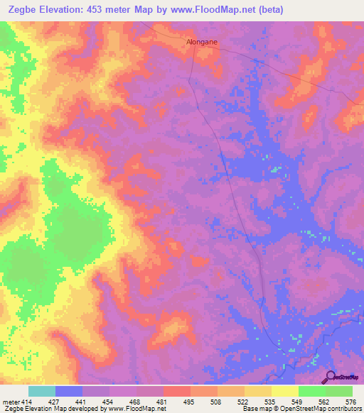 Zegbe,Congo (Kinshasa) Elevation Map