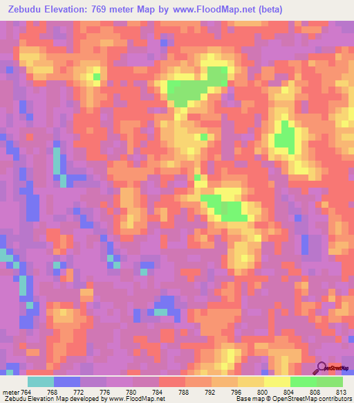 Zebudu,Congo (Kinshasa) Elevation Map