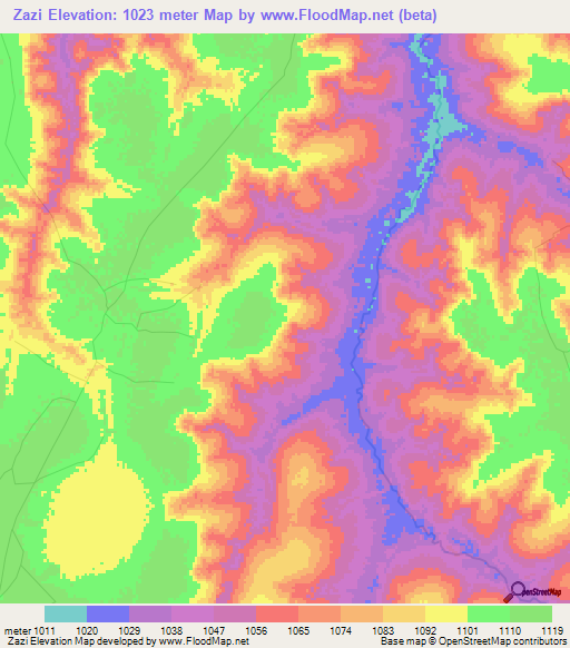 Zazi,Congo (Kinshasa) Elevation Map