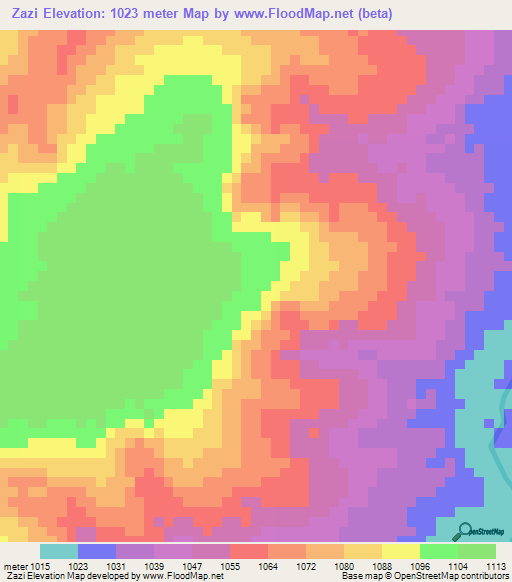Zazi,Congo (Kinshasa) Elevation Map