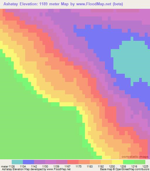 Ashatay,Mongolia Elevation Map