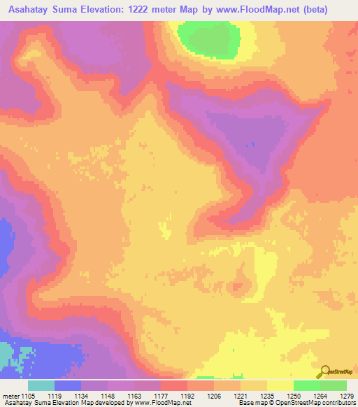Asahatay Suma,Mongolia Elevation Map