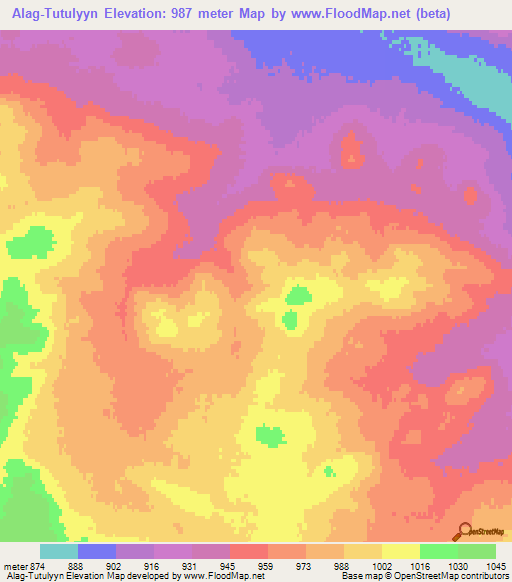 Alag-Tutulyyn,Mongolia Elevation Map