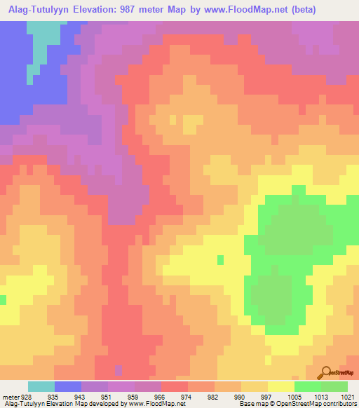 Alag-Tutulyyn,Mongolia Elevation Map