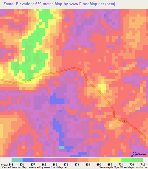 Zamai,Congo (Kinshasa) Elevation Map