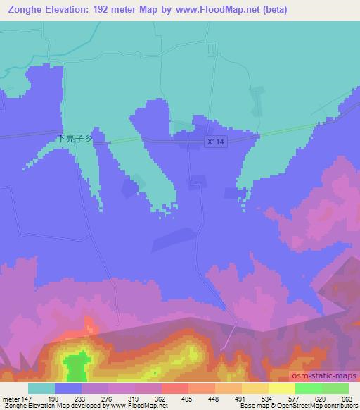 Zonghe,China Elevation Map