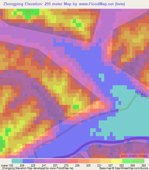 Zhongping,China Elevation Map