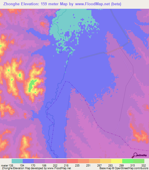 Zhonghe,China Elevation Map